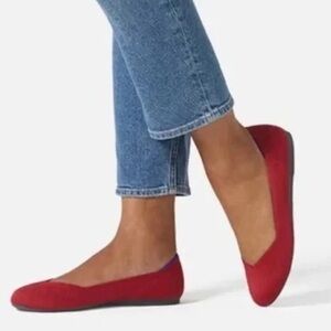 Rothy's The Flat Red Round Toe Slip-On Ballet Flat Size 9